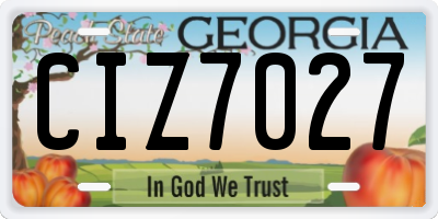 GA license plate CIZ7027