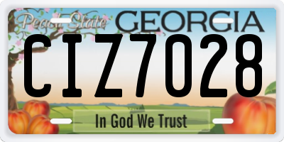 GA license plate CIZ7028