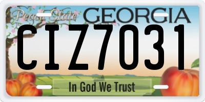 GA license plate CIZ7031