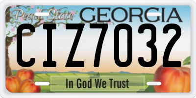 GA license plate CIZ7032