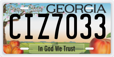 GA license plate CIZ7033