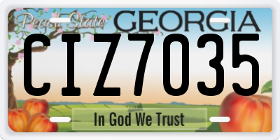 GA license plate CIZ7035