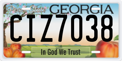 GA license plate CIZ7038