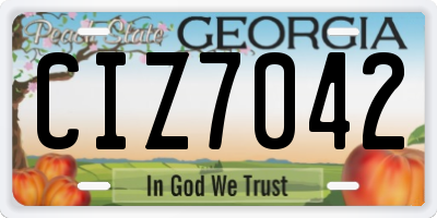 GA license plate CIZ7042