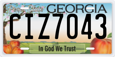 GA license plate CIZ7043