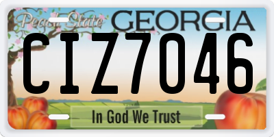 GA license plate CIZ7046