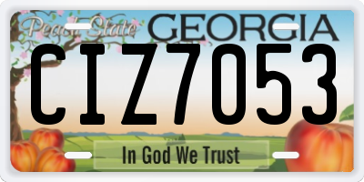 GA license plate CIZ7053