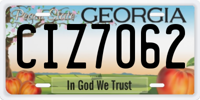 GA license plate CIZ7062