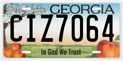 GA license plate CIZ7064