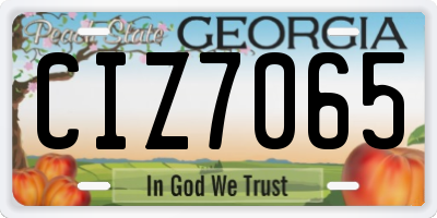 GA license plate CIZ7065