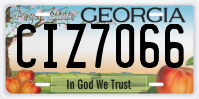 GA license plate CIZ7066