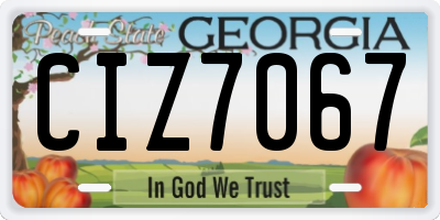GA license plate CIZ7067