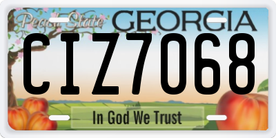 GA license plate CIZ7068