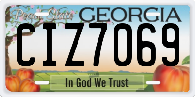 GA license plate CIZ7069