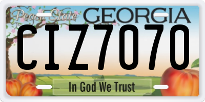 GA license plate CIZ7070