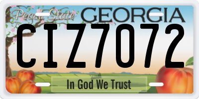 GA license plate CIZ7072