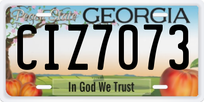 GA license plate CIZ7073