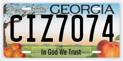 GA license plate CIZ7074
