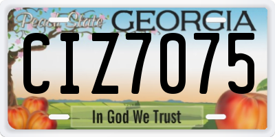 GA license plate CIZ7075