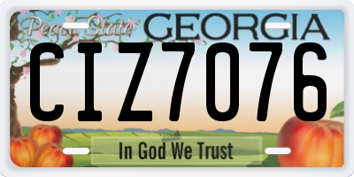 GA license plate CIZ7076