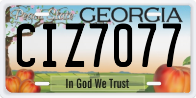 GA license plate CIZ7077