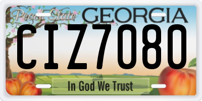 GA license plate CIZ7080