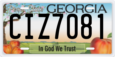 GA license plate CIZ7081