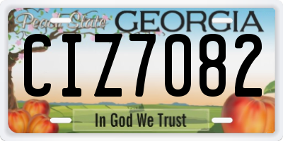 GA license plate CIZ7082