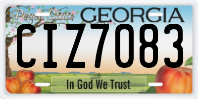 GA license plate CIZ7083