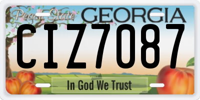 GA license plate CIZ7087