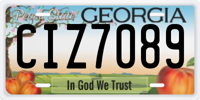 GA license plate CIZ7089