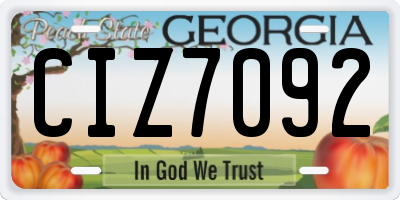 GA license plate CIZ7092
