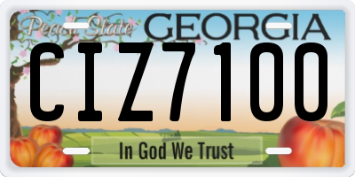 GA license plate CIZ7100
