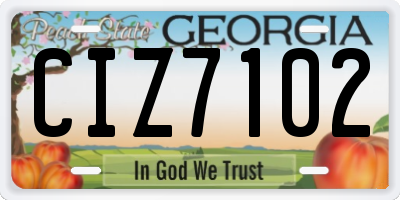 GA license plate CIZ7102