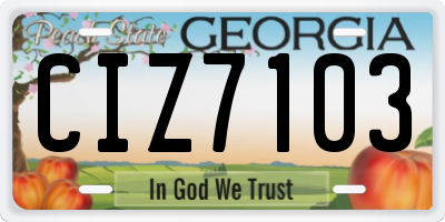 GA license plate CIZ7103
