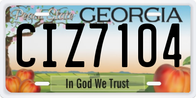 GA license plate CIZ7104