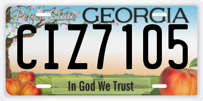 GA license plate CIZ7105