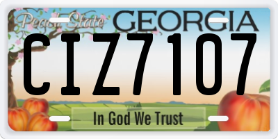 GA license plate CIZ7107