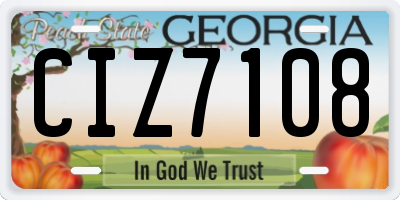 GA license plate CIZ7108