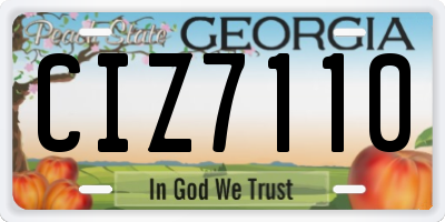GA license plate CIZ7110