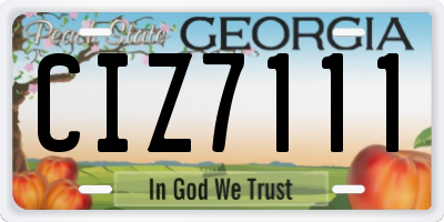 GA license plate CIZ7111