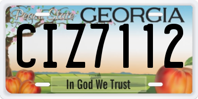 GA license plate CIZ7112