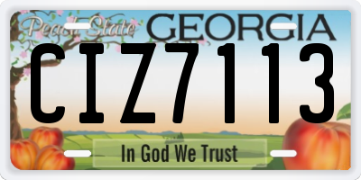 GA license plate CIZ7113