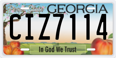 GA license plate CIZ7114