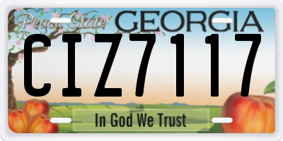 GA license plate CIZ7117