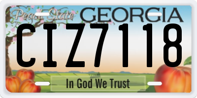 GA license plate CIZ7118