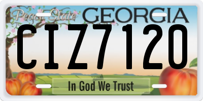 GA license plate CIZ7120