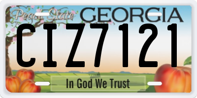GA license plate CIZ7121