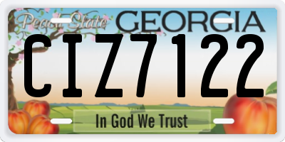 GA license plate CIZ7122