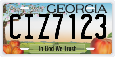 GA license plate CIZ7123